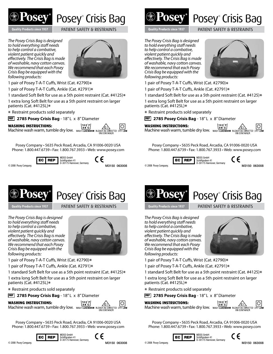 Posey Crisis Bag User Manual | 1 page