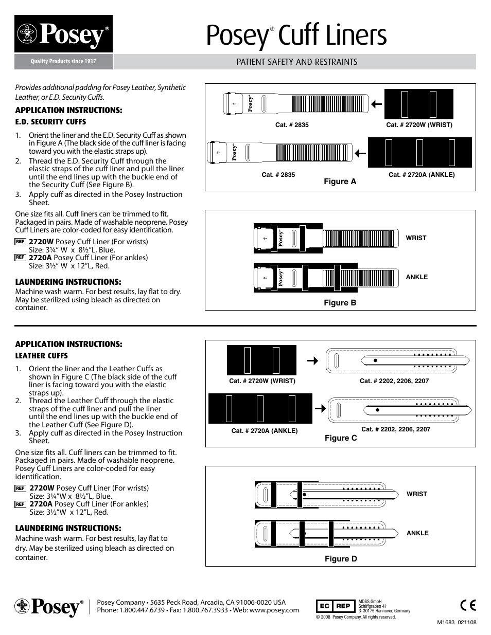 Posey Cuff Liners User Manual | 1 page