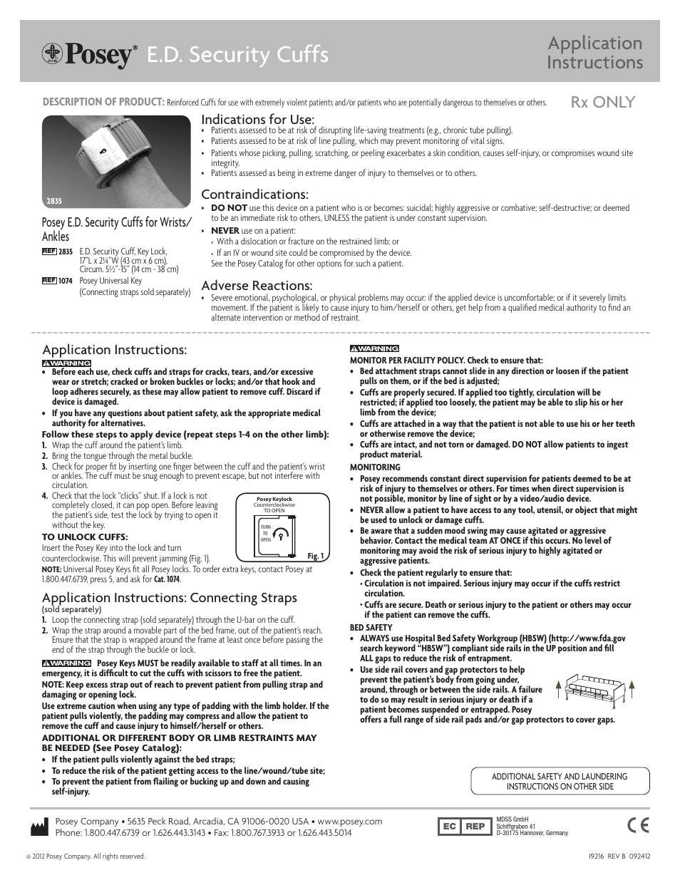 Posey E.D. Security Cuffs User Manual | 2 pages