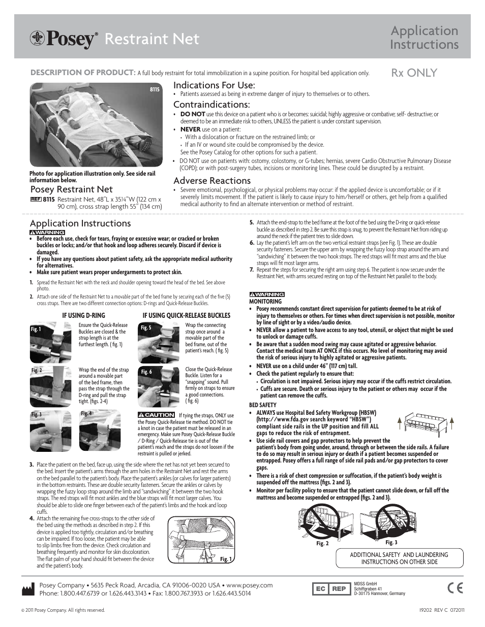 Posey Restraint Net User Manual | 2 pages