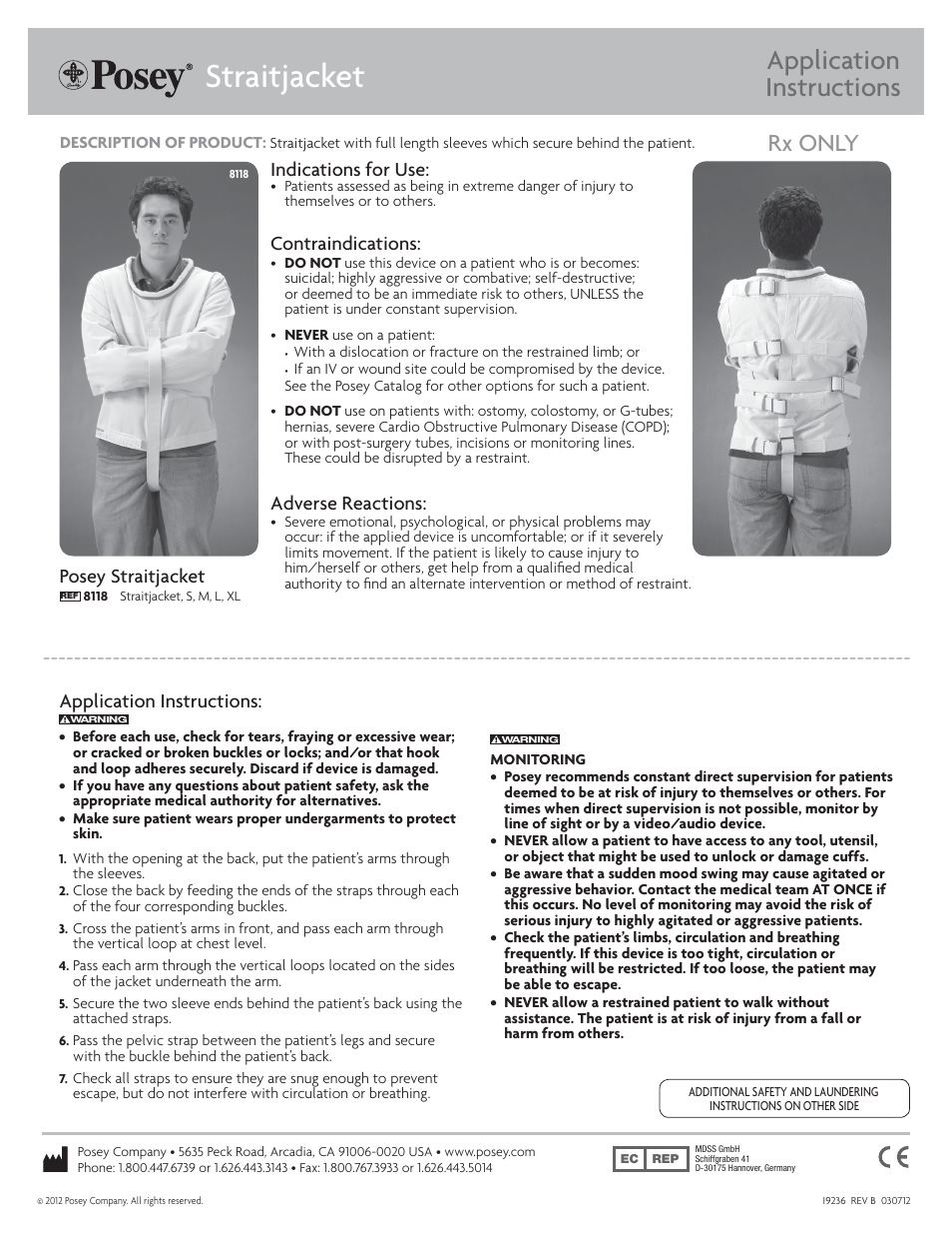 Posey Straitjacket User Manual | 2 pages