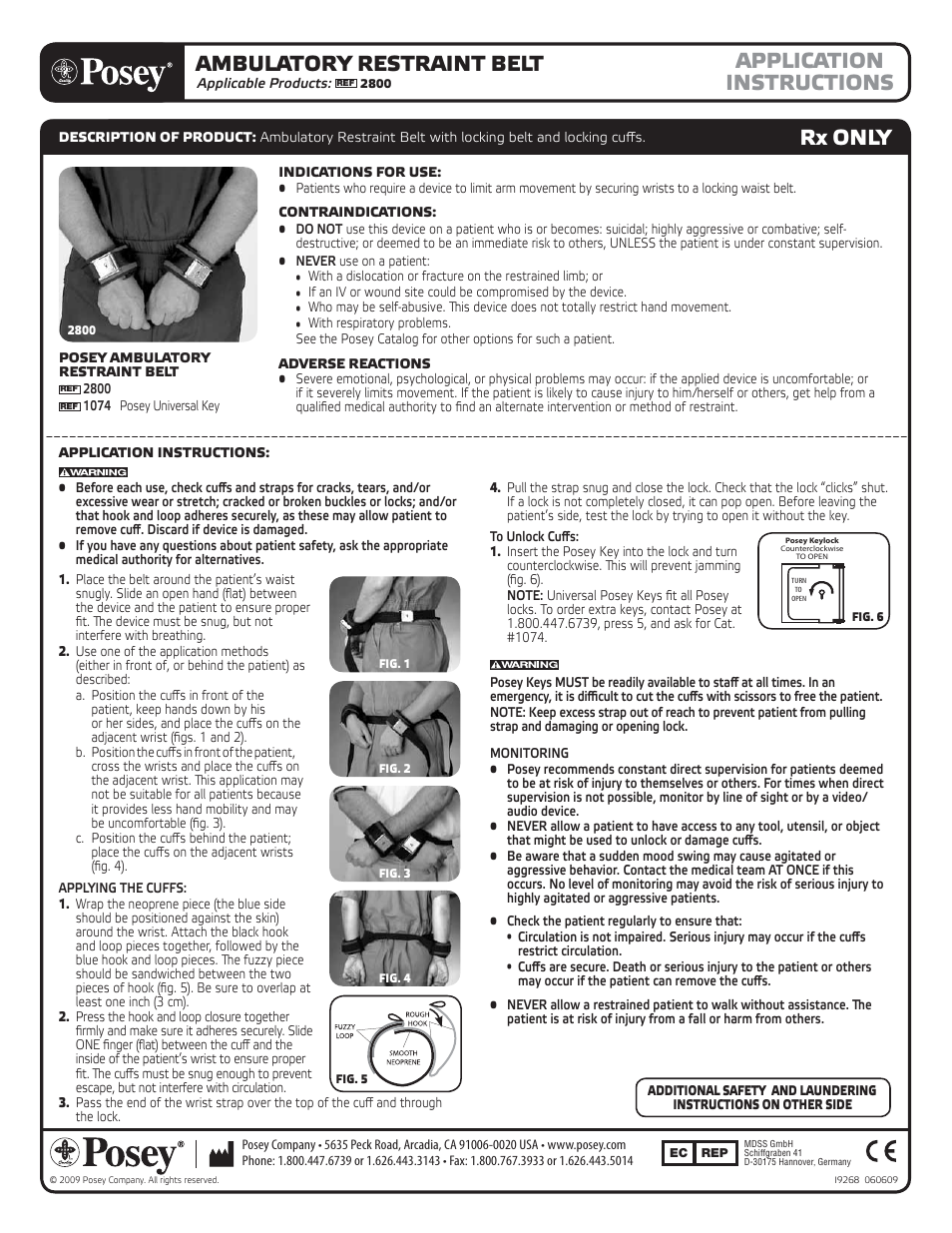 Posey Twice-as-Tough™ Ambulatory Belt User Manual | 2 pages