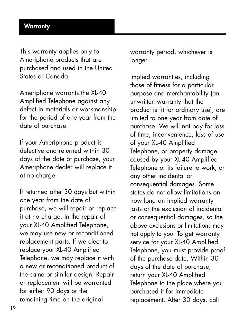 Ameriphone XL-40 User Manual | Page 25 / 88