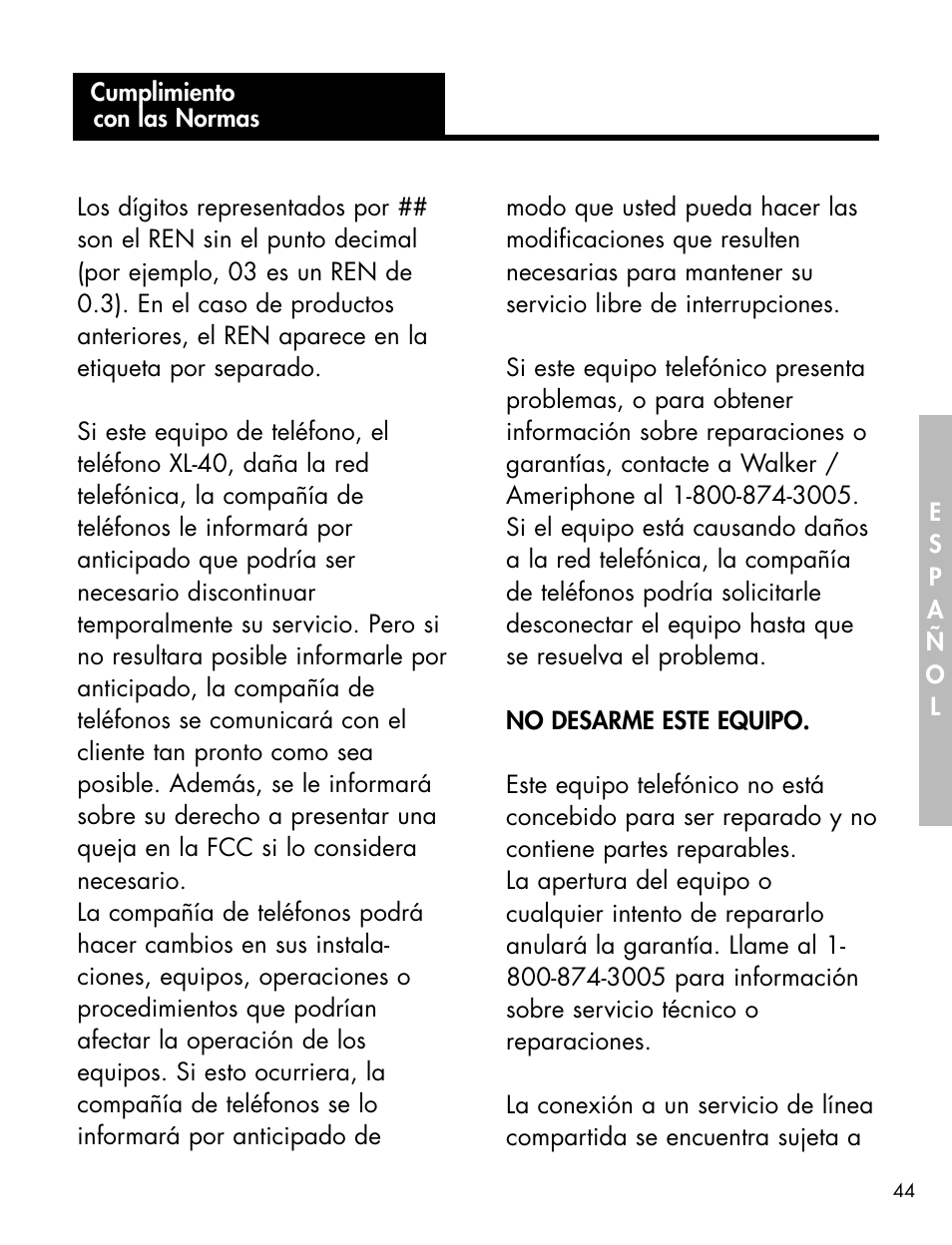 Ameriphone XL-40 User Manual | Page 50 / 88