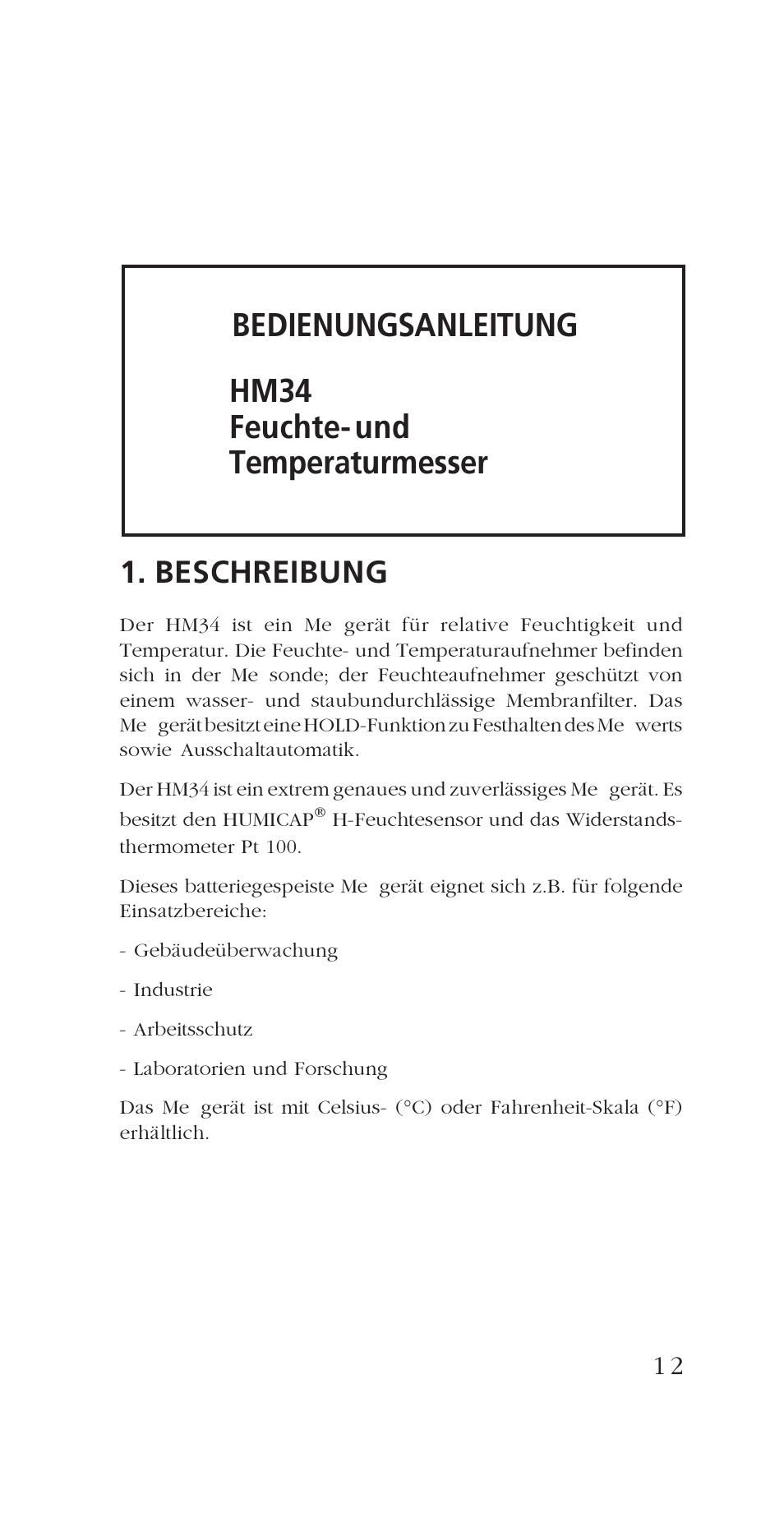 Beschreibung | Vaisala HM34 User Manual | Page 15 / 30