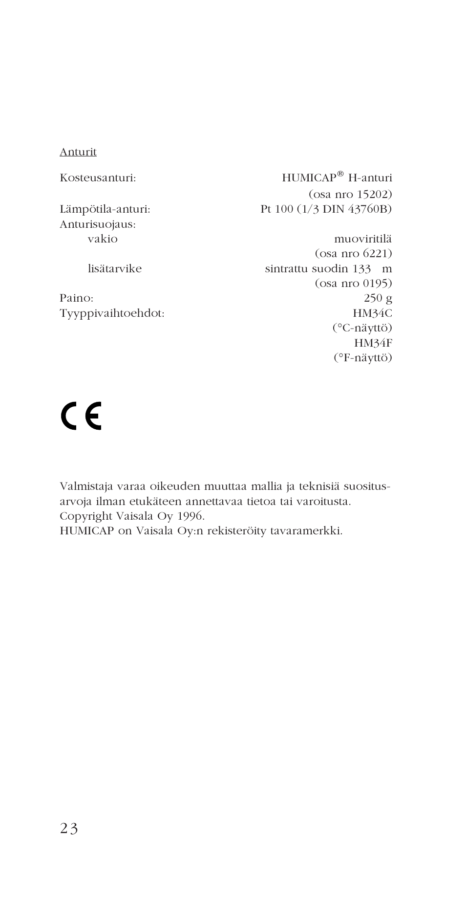 Vaisala HM34 User Manual | Page 26 / 30