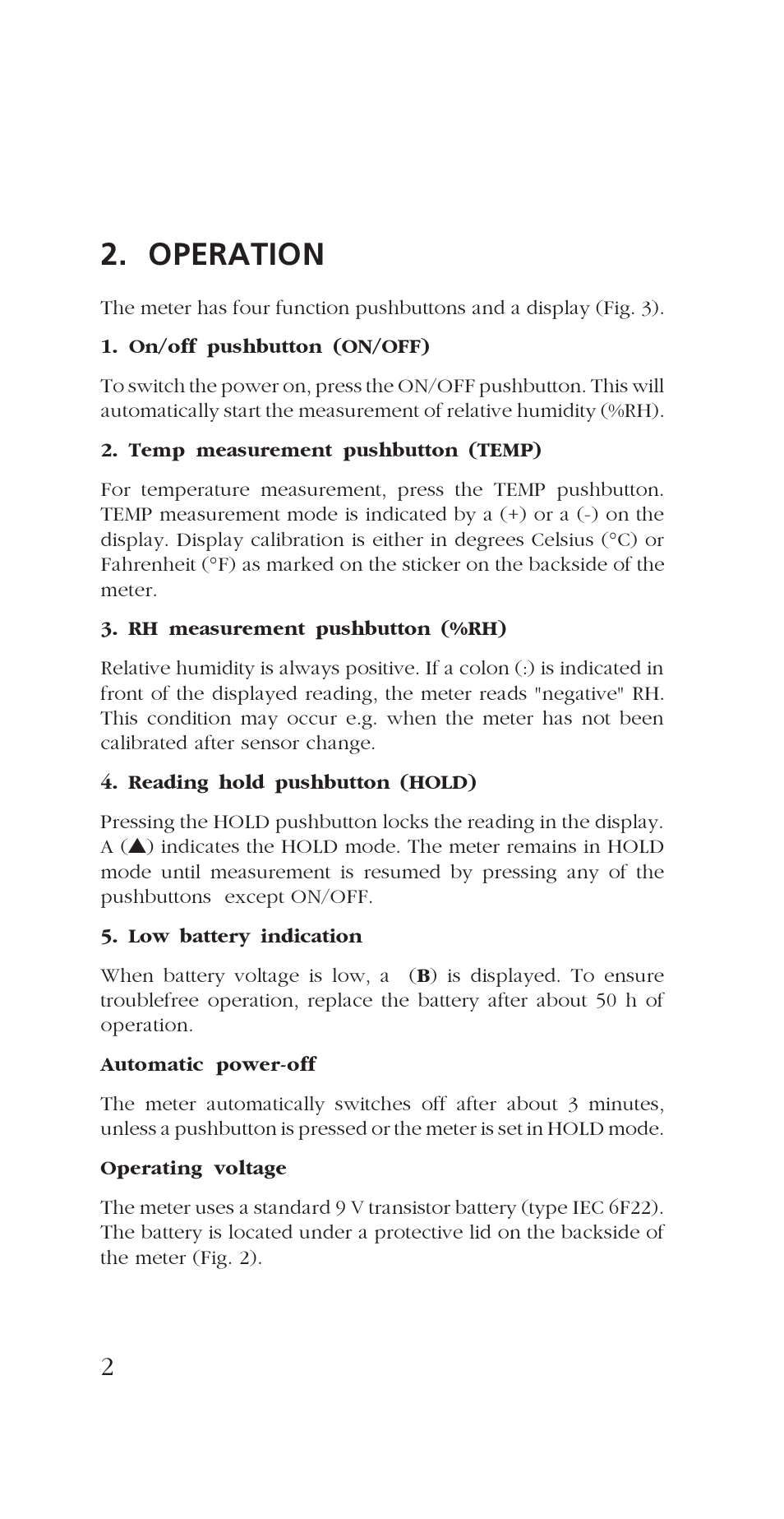 Operation | Vaisala HM34 User Manual | Page 4 / 30