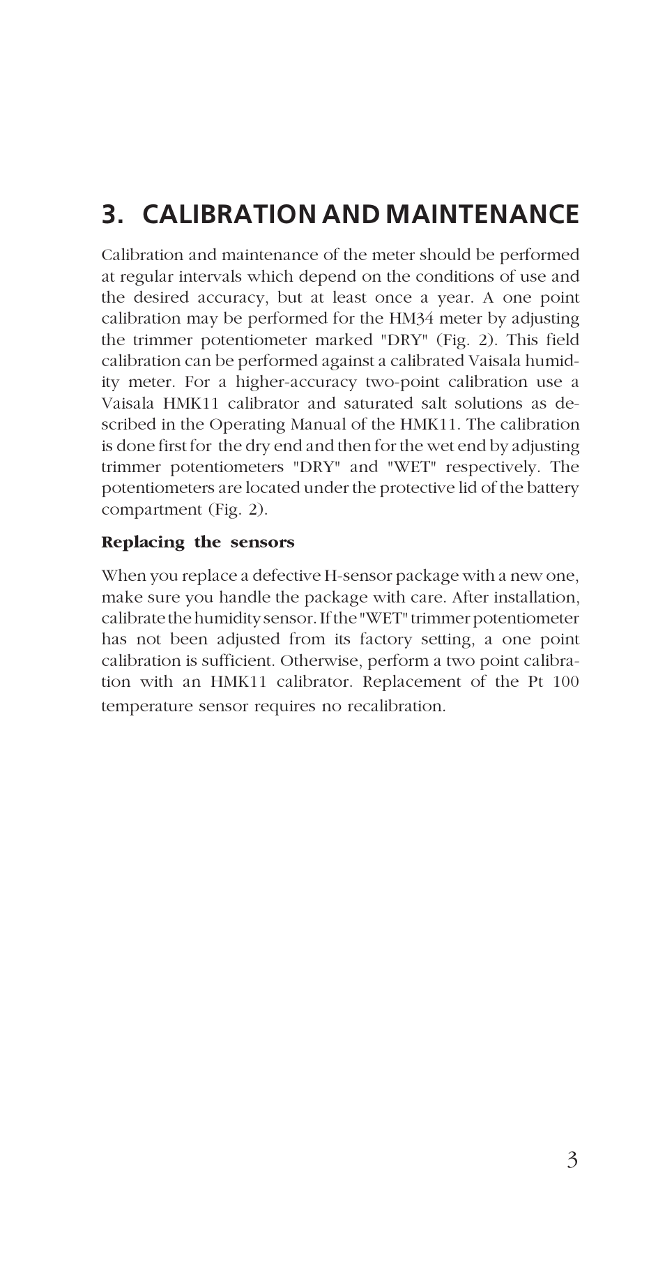 Calibration and maintenance | Vaisala HM34 User Manual | Page 5 / 30