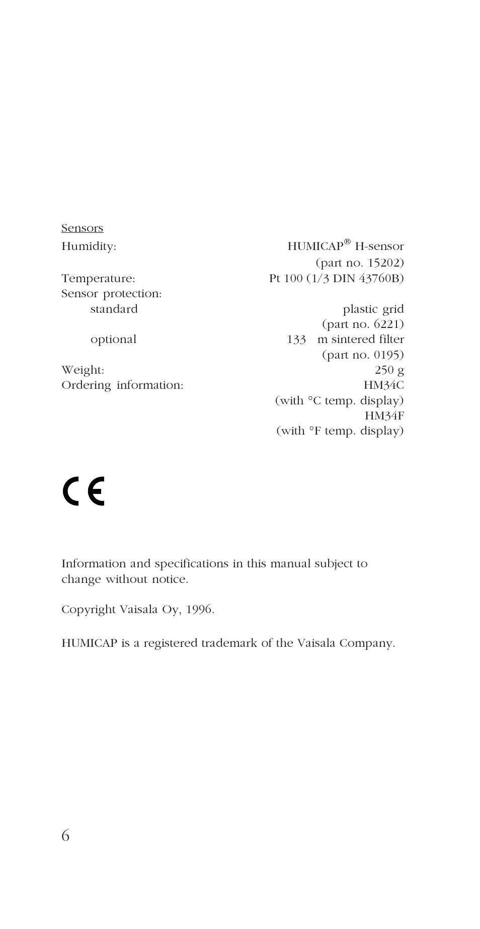 Vaisala HM34 User Manual | Page 8 / 30