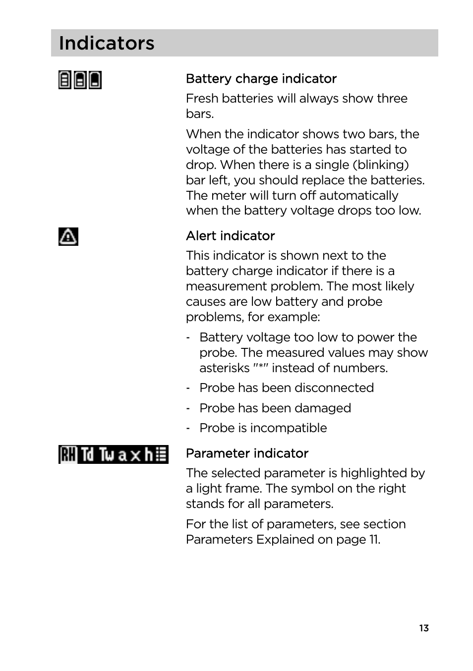 Indicators | Vaisala HM40 User Manual | Page 14 / 47