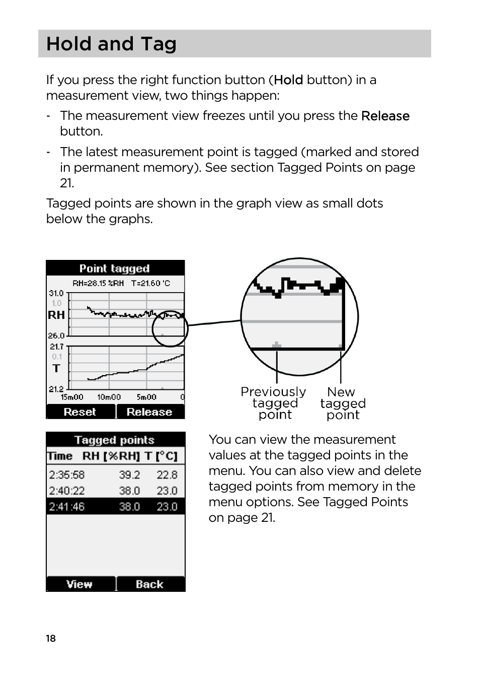 Hold and tag | Vaisala HM40 User Manual | Page 19 / 47