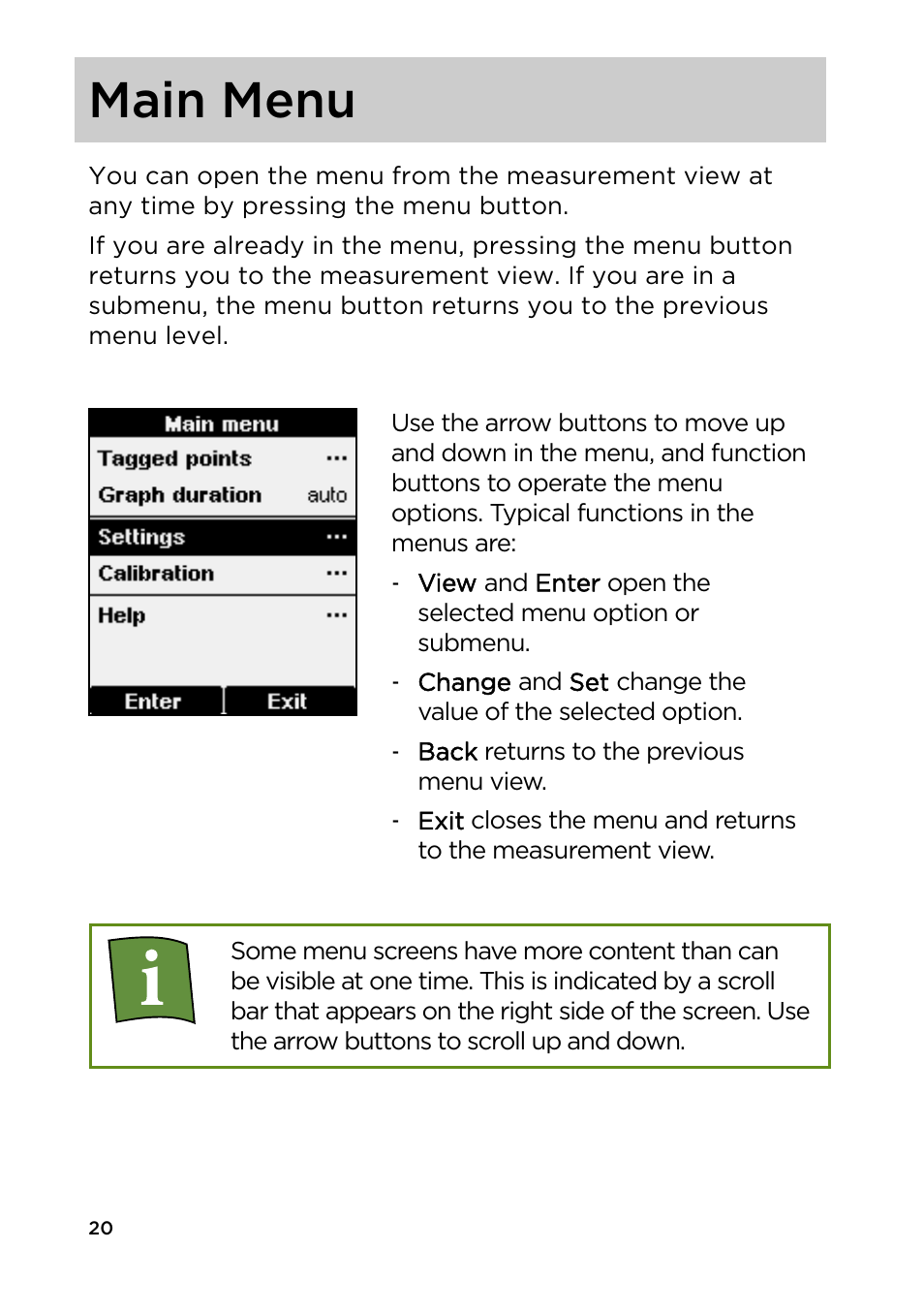 Main menu | Vaisala HM40 User Manual | Page 21 / 47