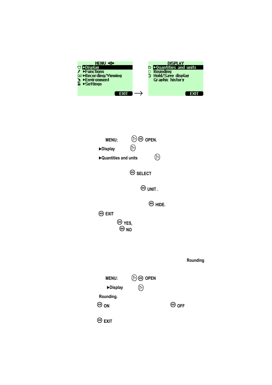 Display settings, Quantities and units, Rounding | Vaisala HM70 User Manual | Page 24 / 83
