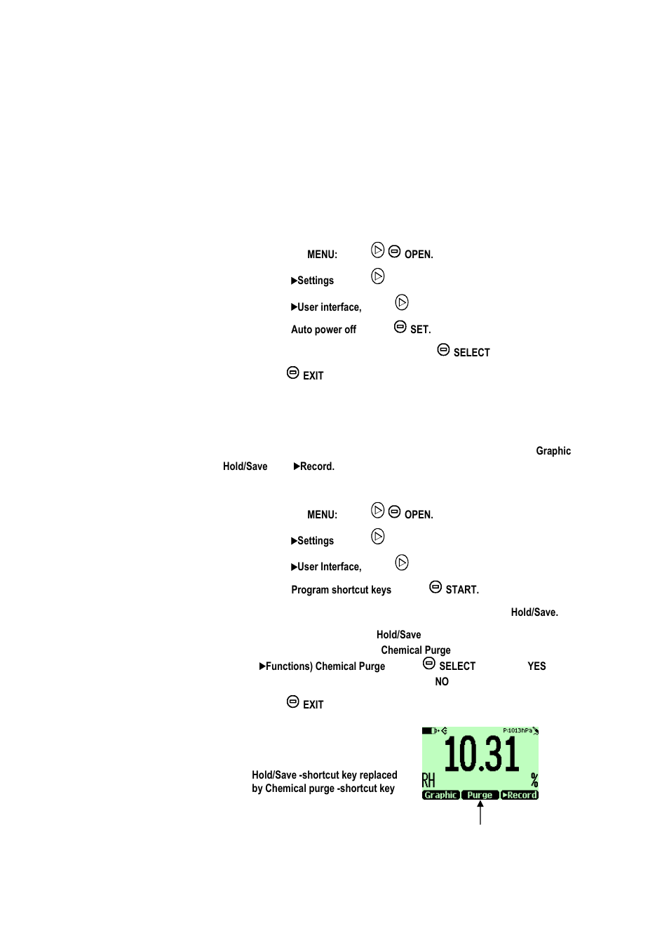 Automatic power off, Changing shortcut keys | Vaisala HM70 User Manual | Page 27 / 83