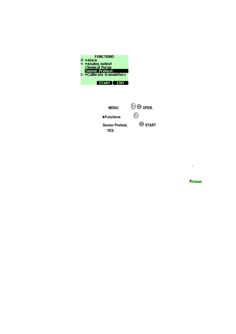 Turning sensor preheat on/off | Vaisala HM70 User Manual | Page 39 / 83