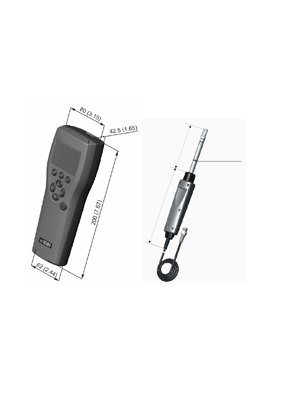 Dimensions in mm (inches) | Vaisala HM70 User Manual | Page 80 / 83