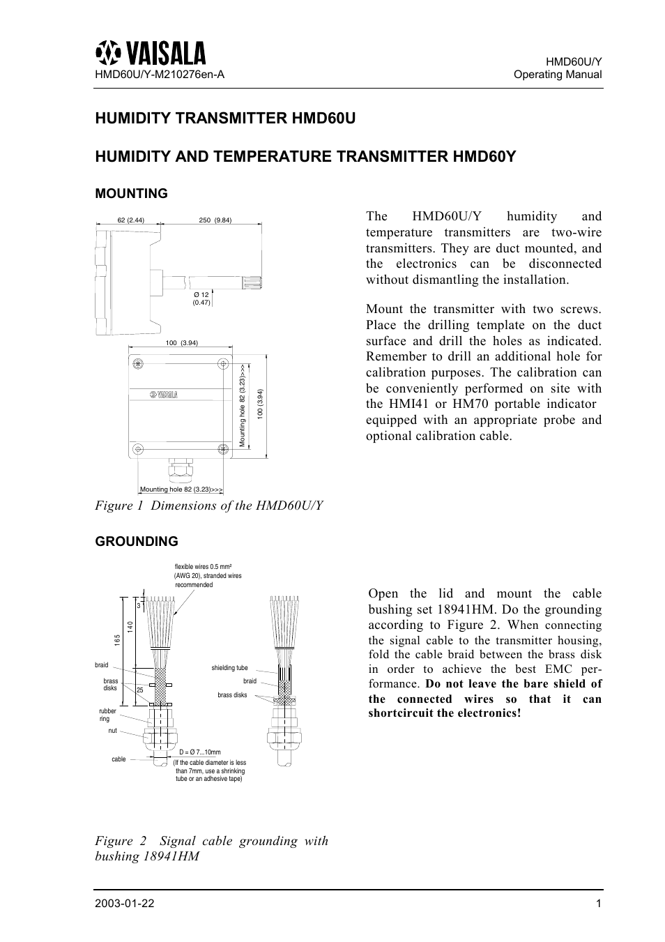 Vaisala HMD60 User Manual | 4 pages