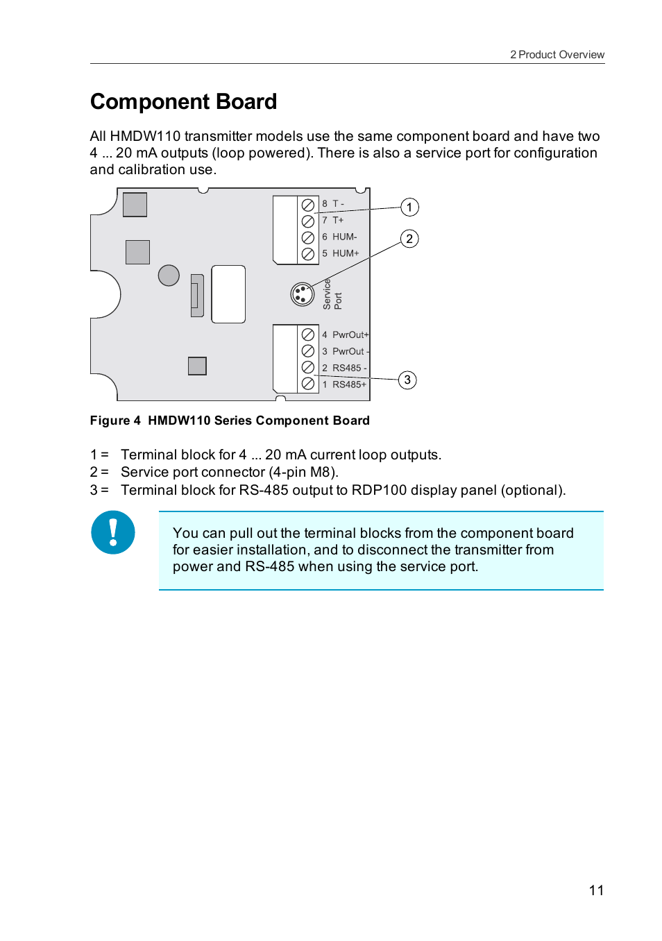 Component board | Vaisala HMDW110 User Manual | Page 13 / 62