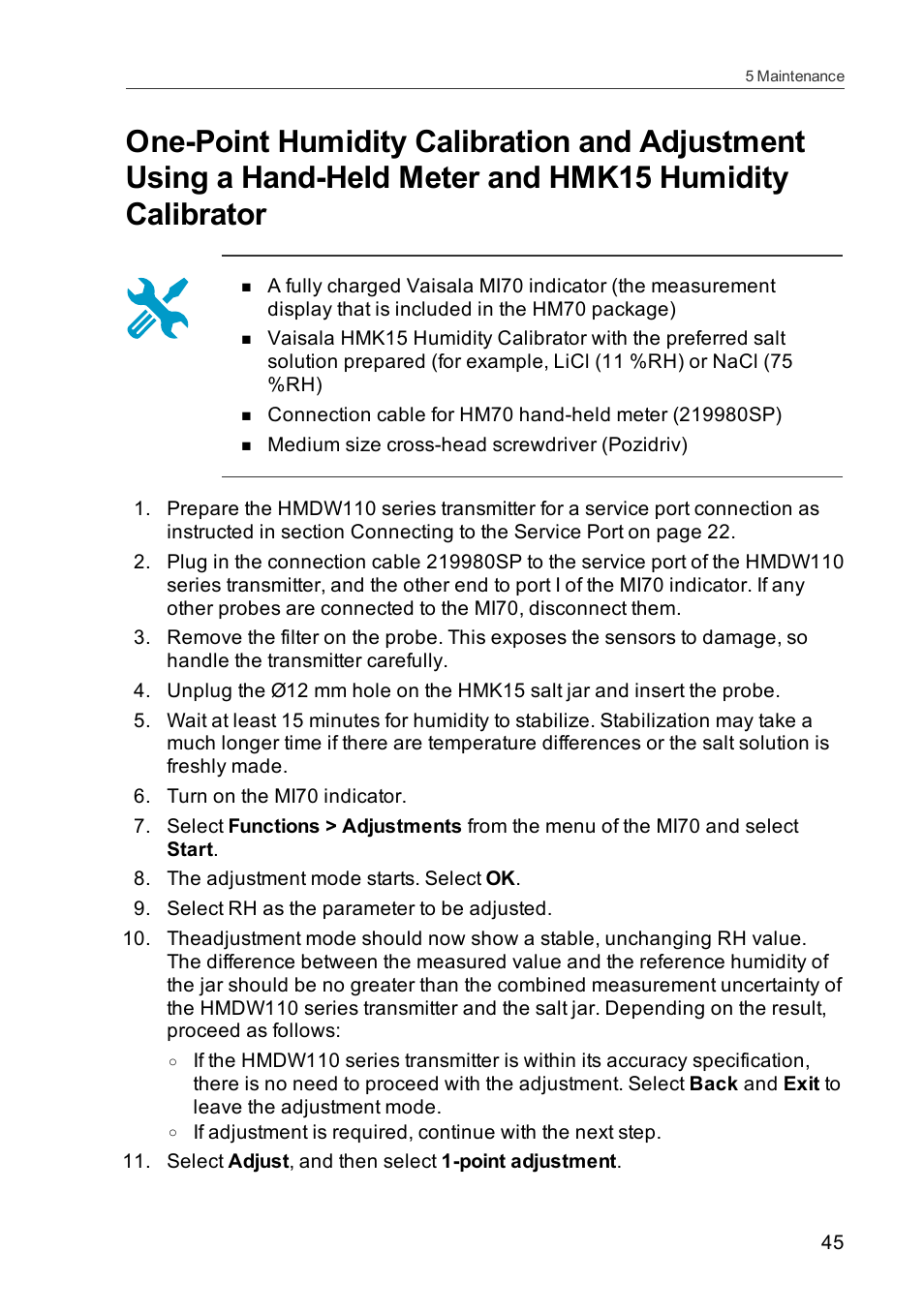 Vaisala HMDW110 User Manual | Page 47 / 62