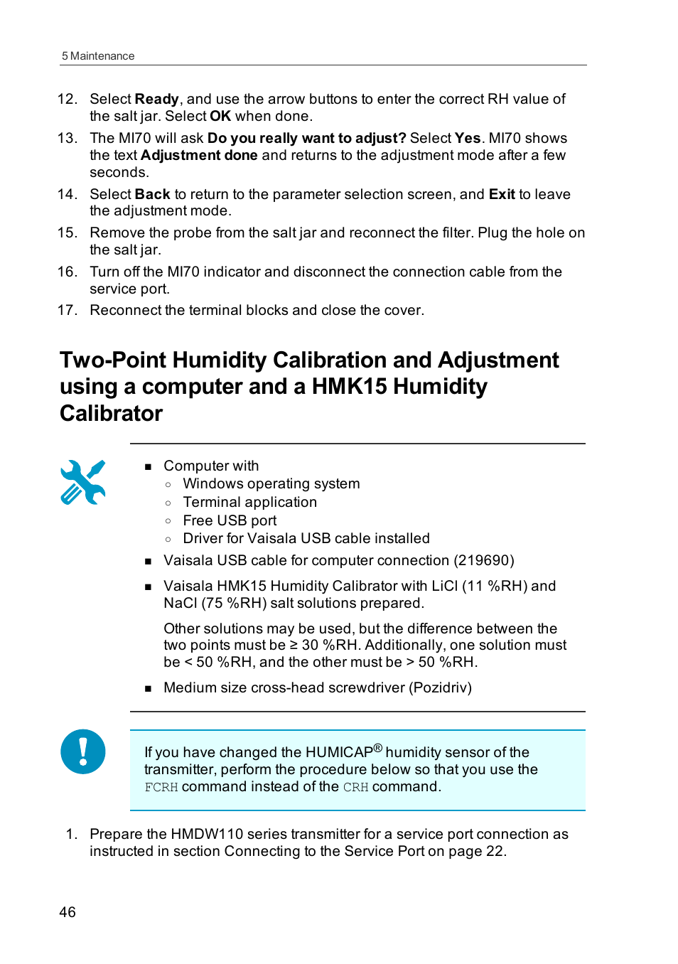 Vaisala HMDW110 User Manual | Page 48 / 62