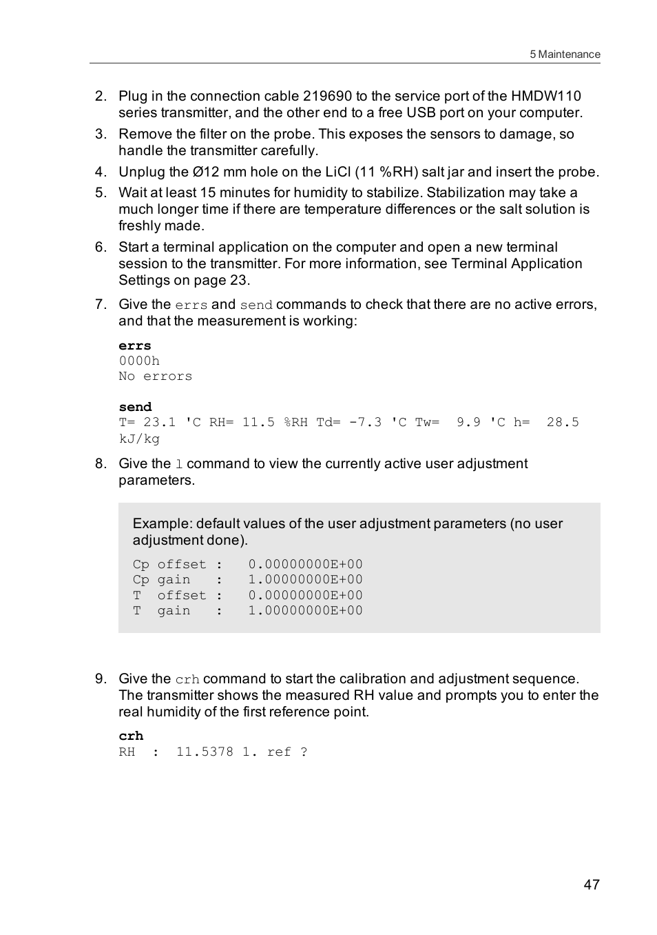 Vaisala HMDW110 User Manual | Page 49 / 62