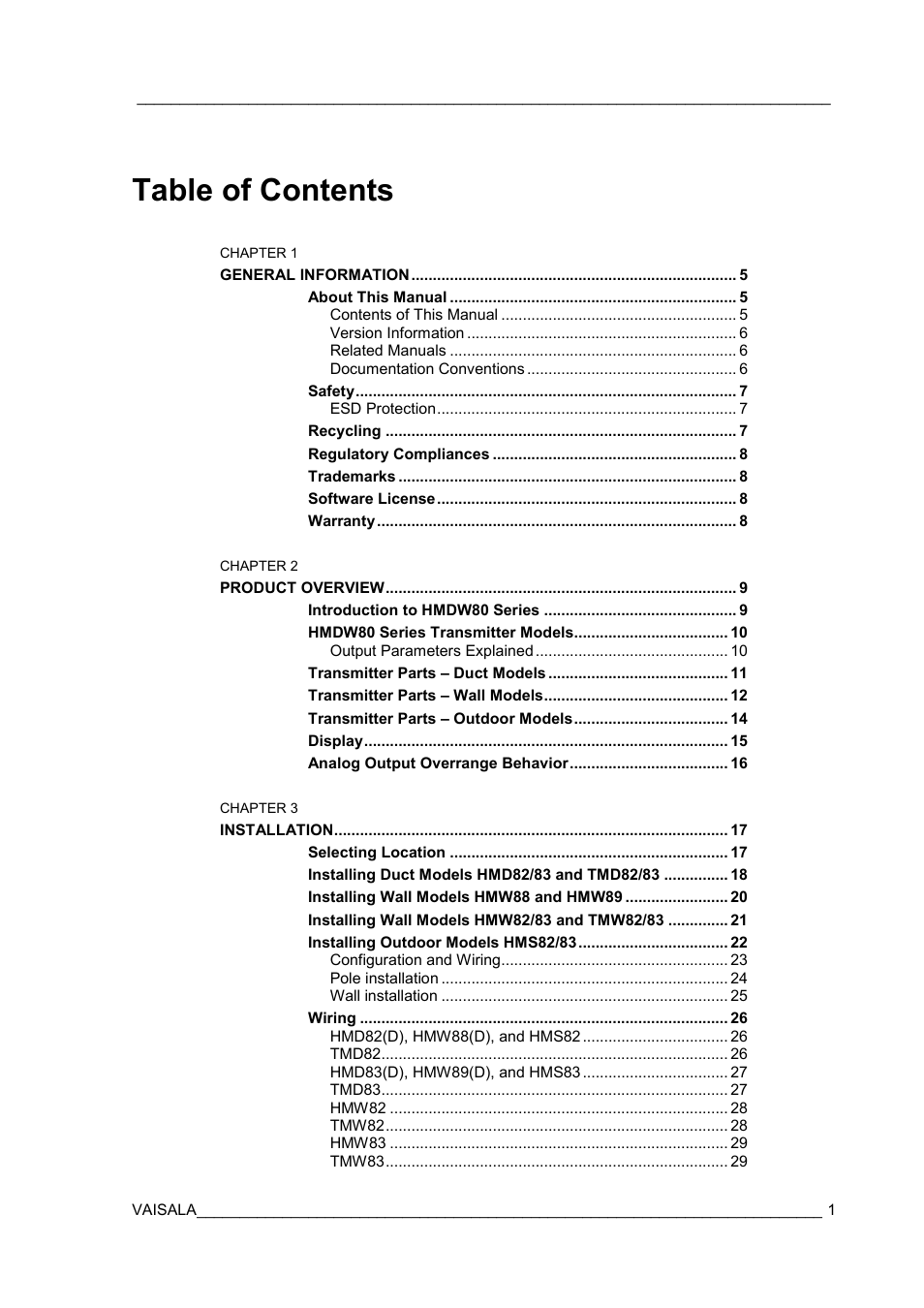 Vaisala HMDW80 User Manual | Page 3 / 51