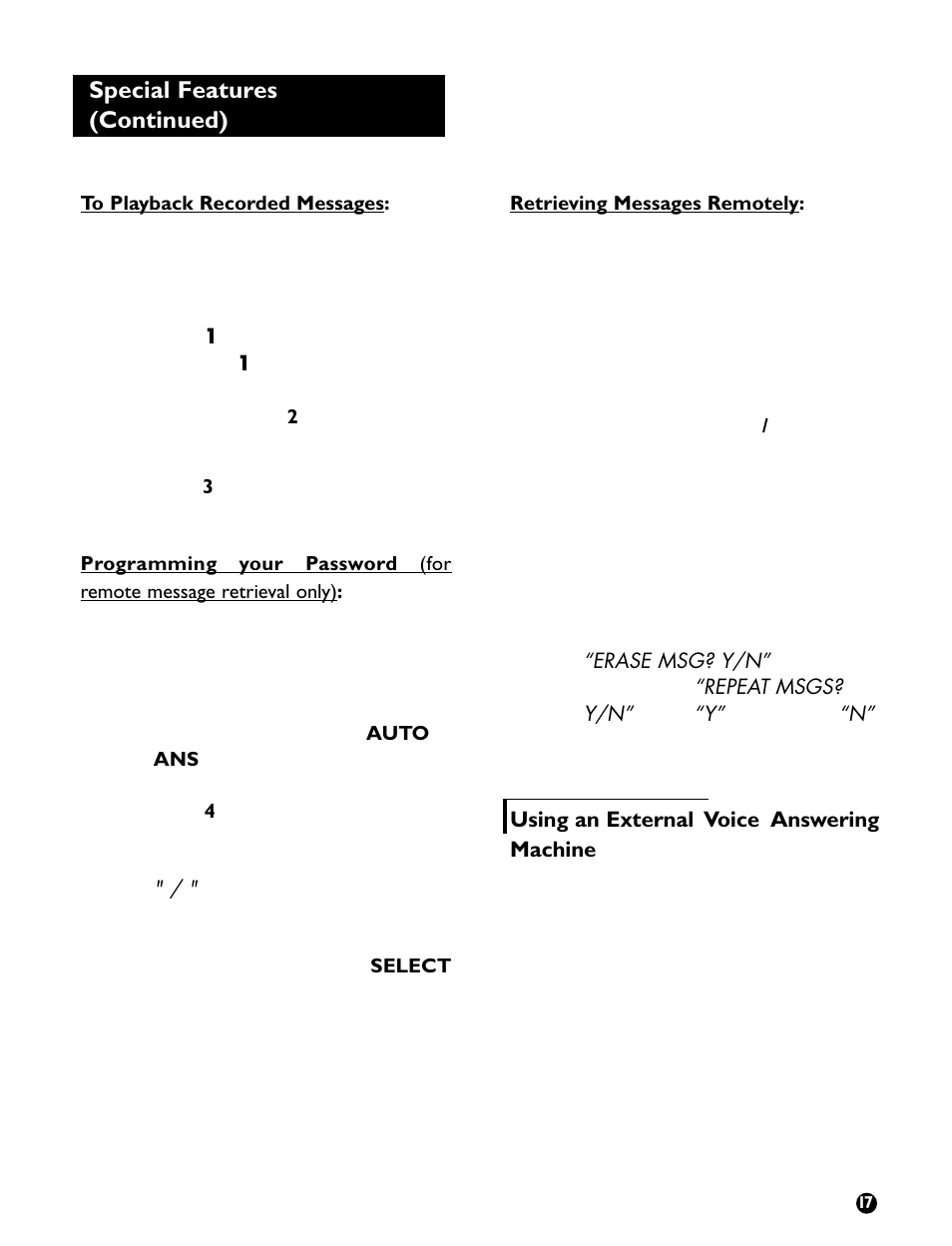 Special features (continued) | Ameriphone VCO User Manual | Page 19 / 26