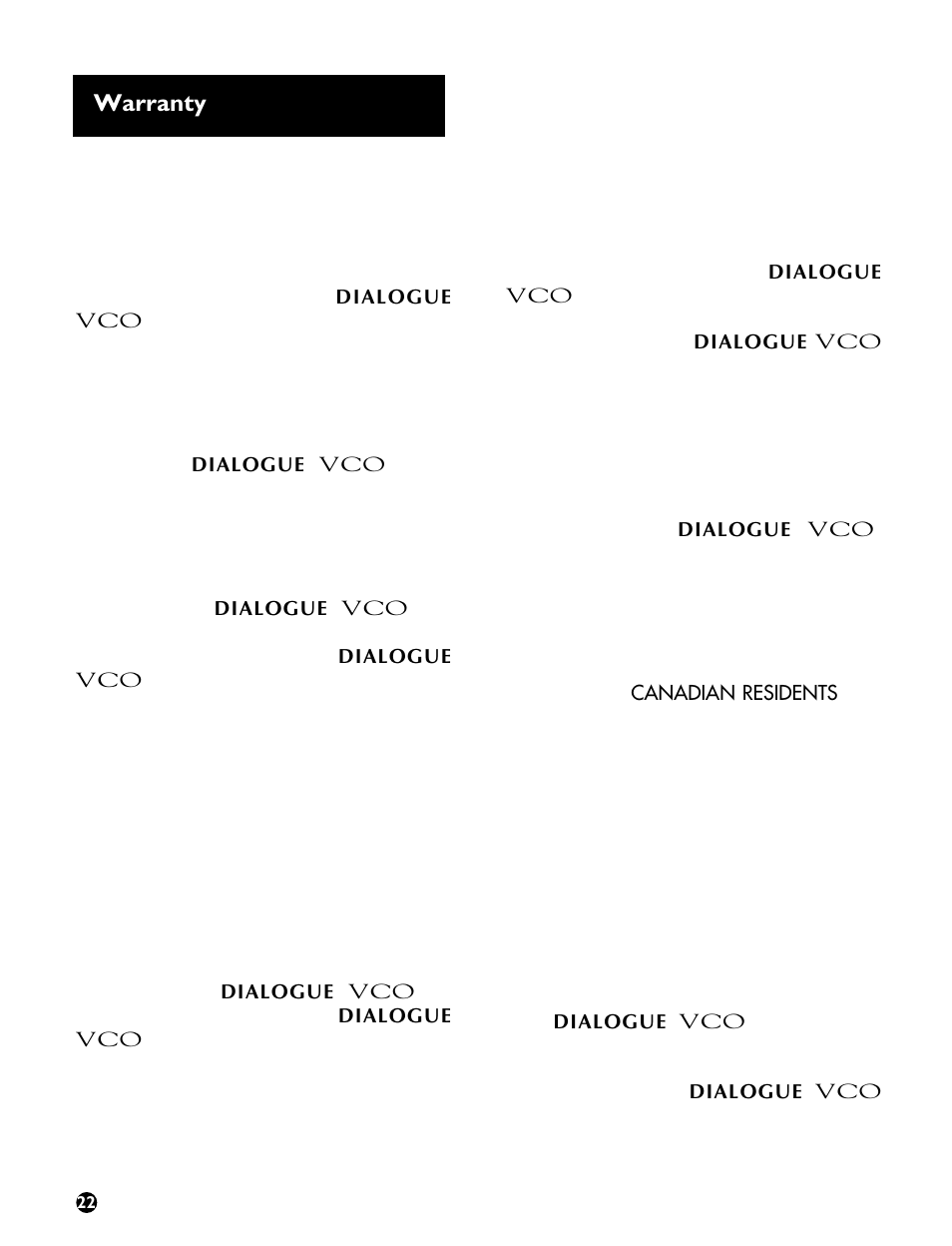 Warranty | Ameriphone VCO User Manual | Page 24 / 26