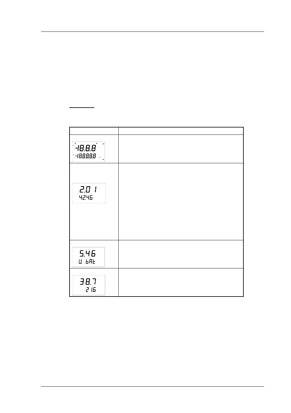 Display texts and operating commands, Check that the probe is correctly connected, Indication of the battery voltage | Vaisala HMP42 User Manual | Page 57 / 74