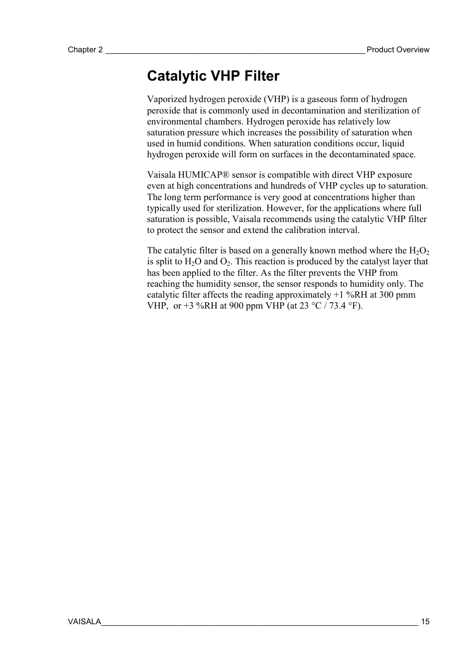 Catalytic vhp filter | Vaisala HMM100 User Manual | Page 17 / 71