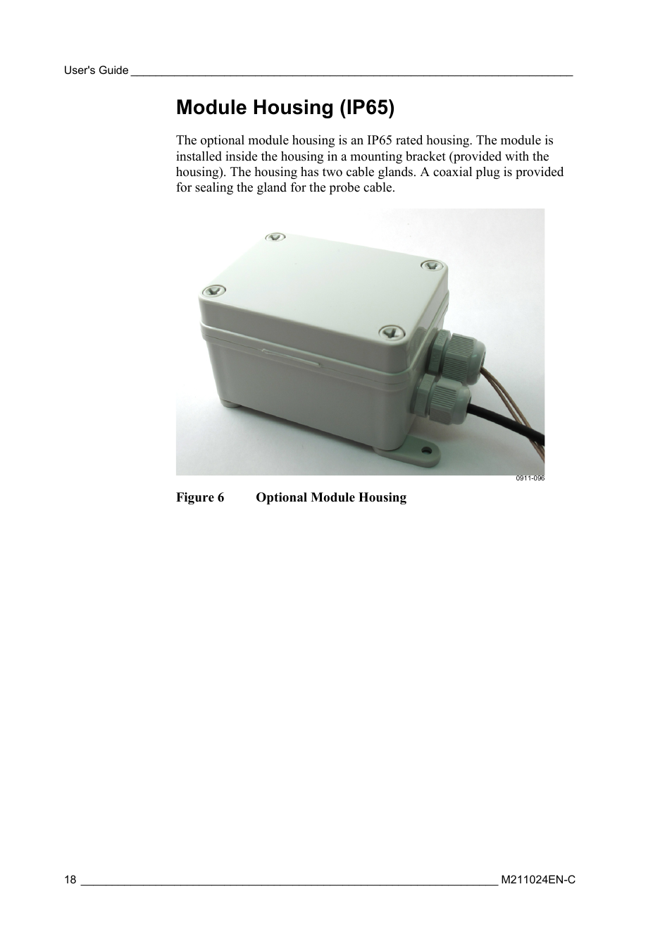 Module housing (ip65), Figure 6, Optional module housing | Vaisala HMM100 User Manual | Page 20 / 71