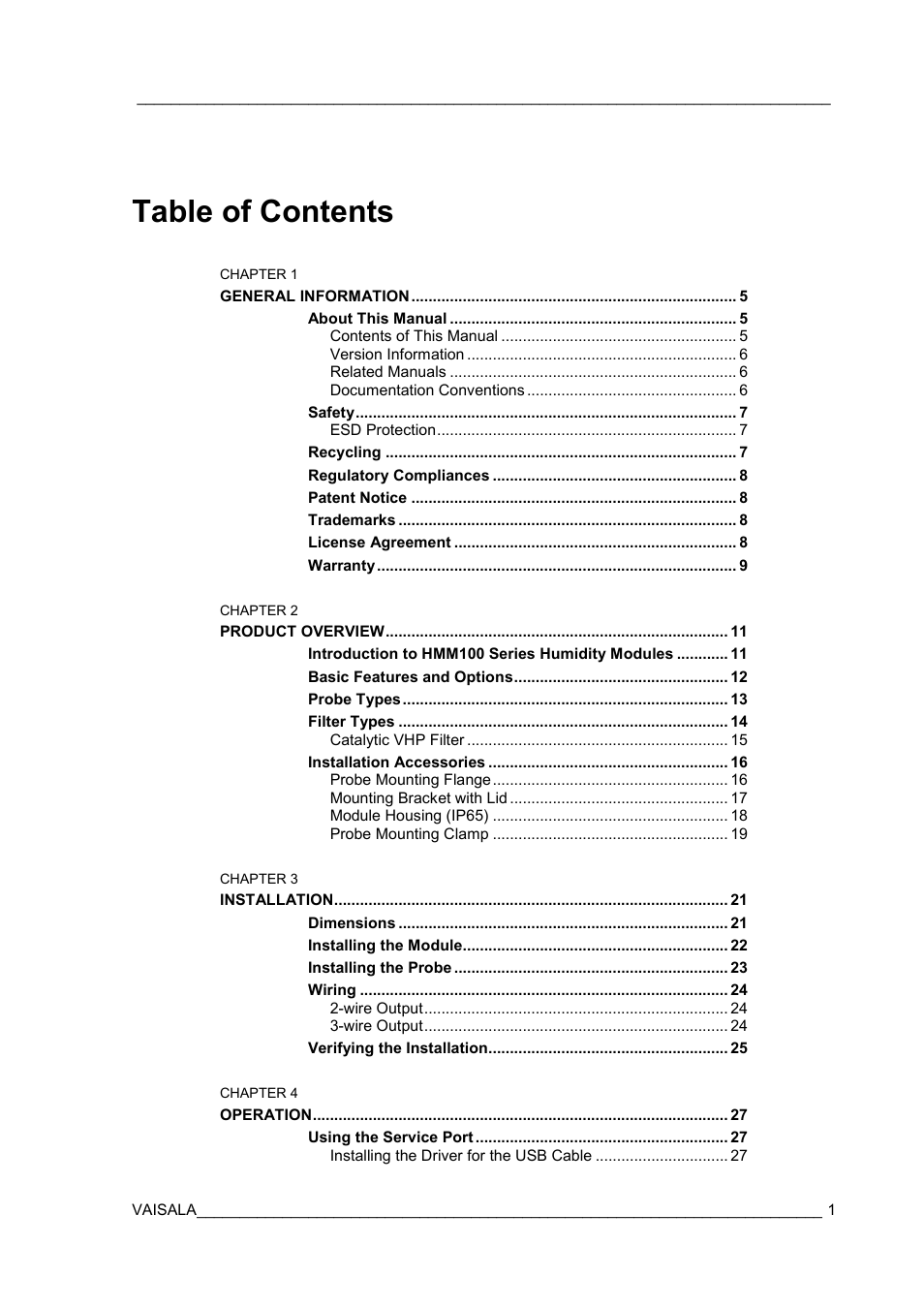 Vaisala HMM100 User Manual | Page 3 / 71