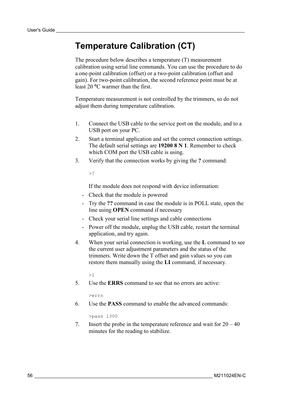 Temperature calibration (ct) | Vaisala HMM100 User Manual | Page 58 / 71