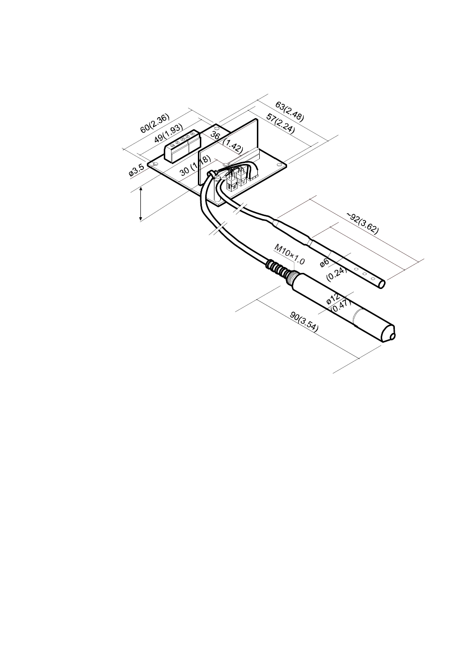 Dimensions, Electrical connections, Figure 2 | Dimensions in mm (inches) | Vaisala HMM211 User Manual | Page 18 / 42