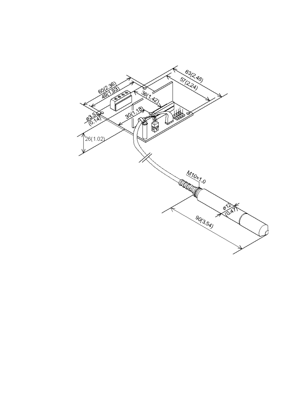 Dimensions, Electrical connections, Figure 2 | Dimensions in mm (inches) | Vaisala HMM212 User Manual | Page 18 / 36