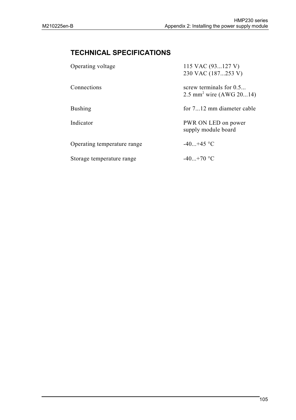 Technical specifications | Vaisala HMP230 User Manual | Page 111 / 163