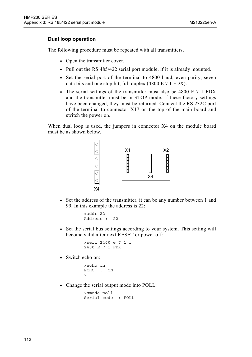 Dual loop operation | Vaisala HMP230 User Manual | Page 118 / 163
