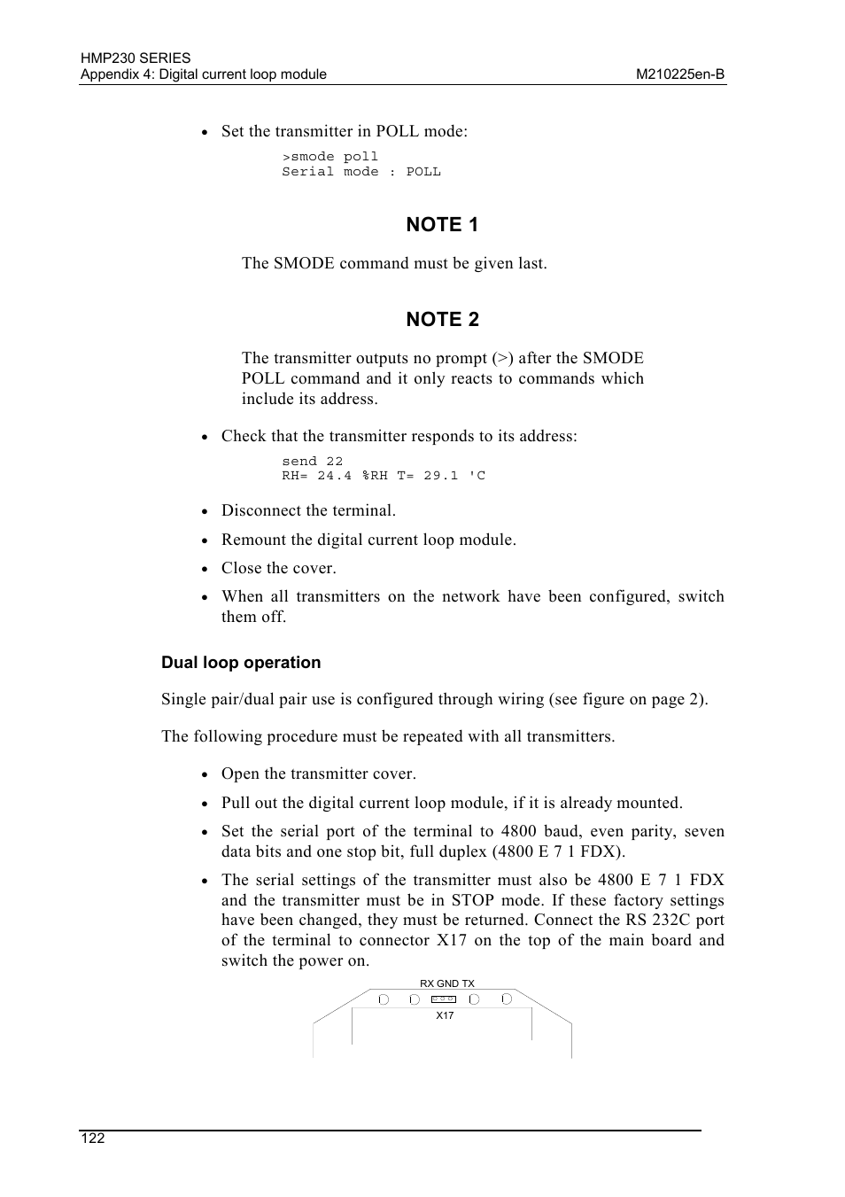 Dual loop operation | Vaisala HMP230 User Manual | Page 128 / 163