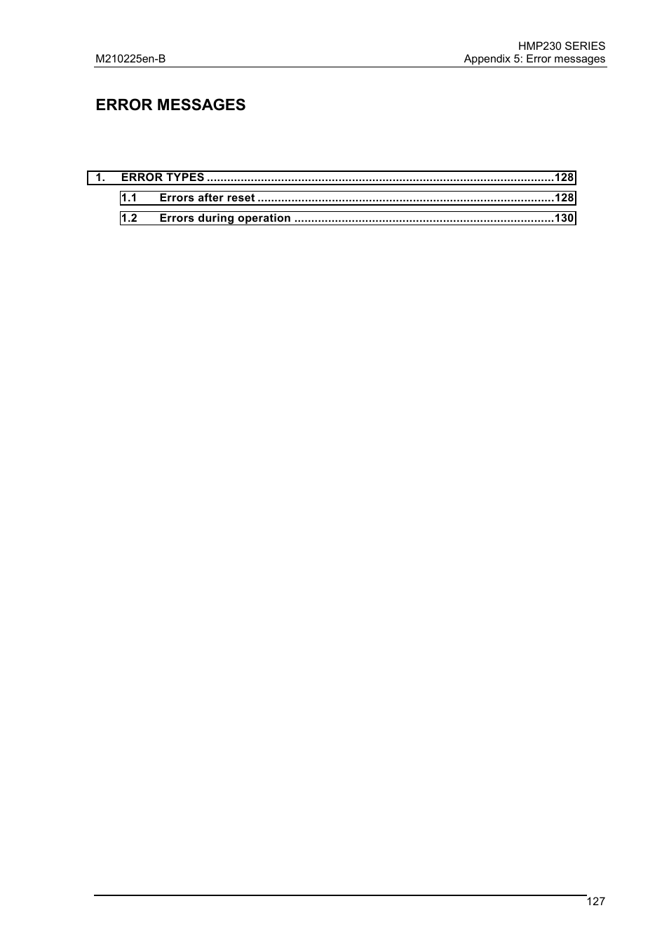 Error messages | Vaisala HMP230 User Manual | Page 133 / 163