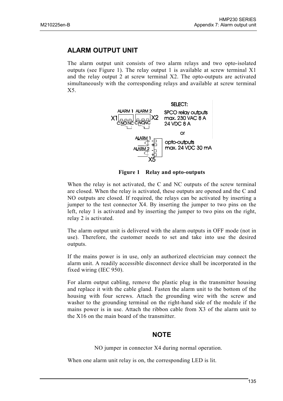 Alarm output unit | Vaisala HMP230 User Manual | Page 141 / 163