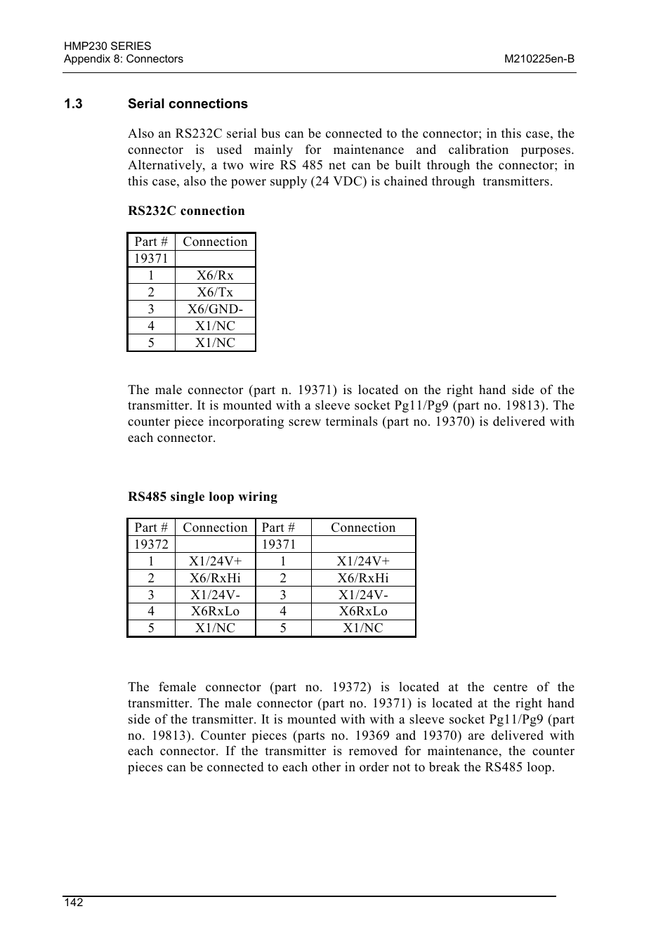 3 serial connections, Serial connections | Vaisala HMP230 User Manual | Page 148 / 163