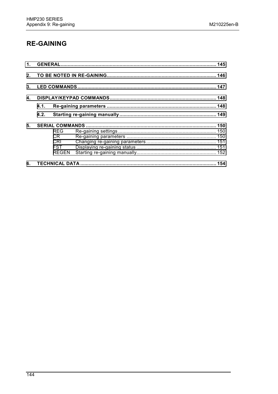 Re-gaining | Vaisala HMP230 User Manual | Page 150 / 163