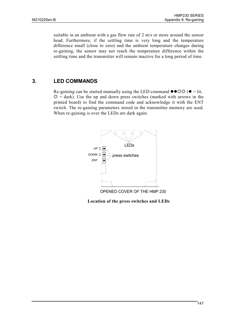 Led commands, Commands | Vaisala HMP230 User Manual | Page 153 / 163