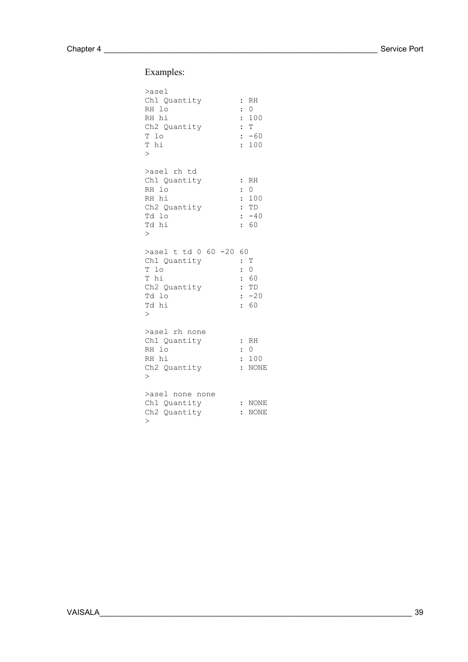 Examples | Vaisala HMT120 User Manual | Page 41 / 87