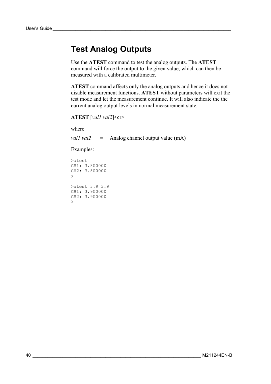 Test analog outputs | Vaisala HMT120 User Manual | Page 42 / 87