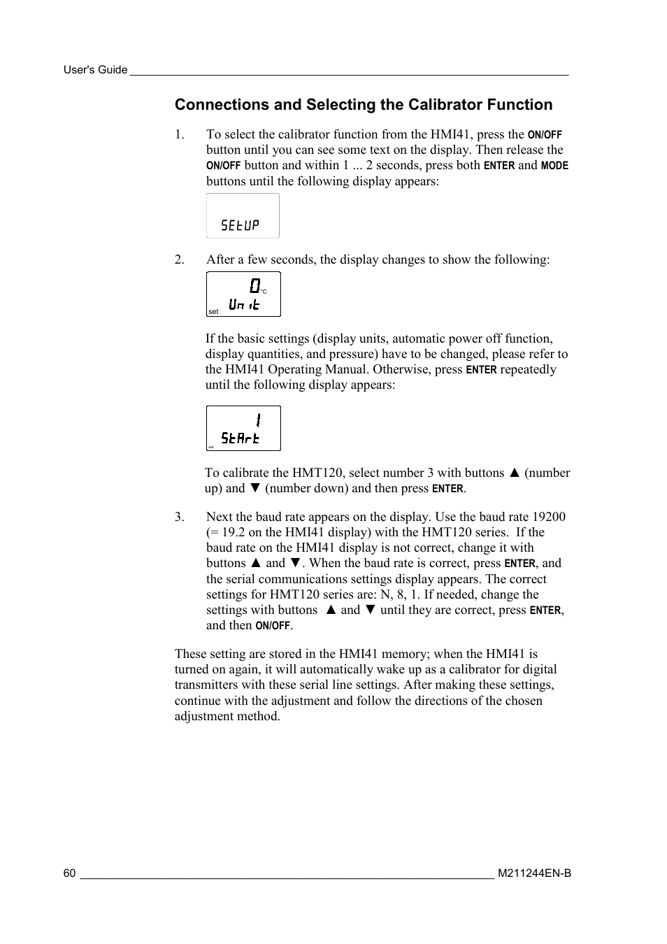 Connections and selecting the calibrator function | Vaisala HMT120 User Manual | Page 62 / 87