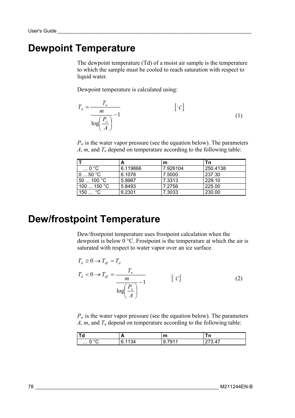 Dewpoint temperature, Dew/frostpoint temperature | Vaisala HMT120 User Manual | Page 80 / 87