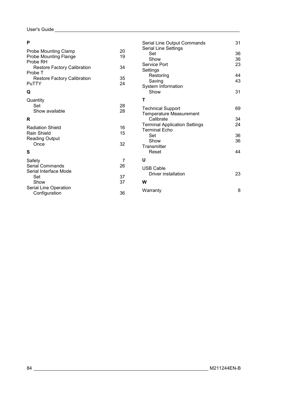 Vaisala HMT120 User Manual | Page 86 / 87