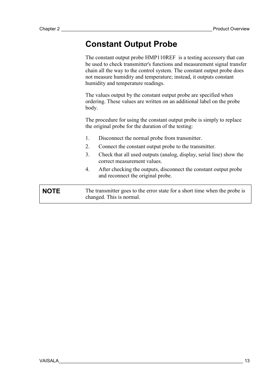Constant output probe | Vaisala HMT130 User Manual | Page 15 / 95