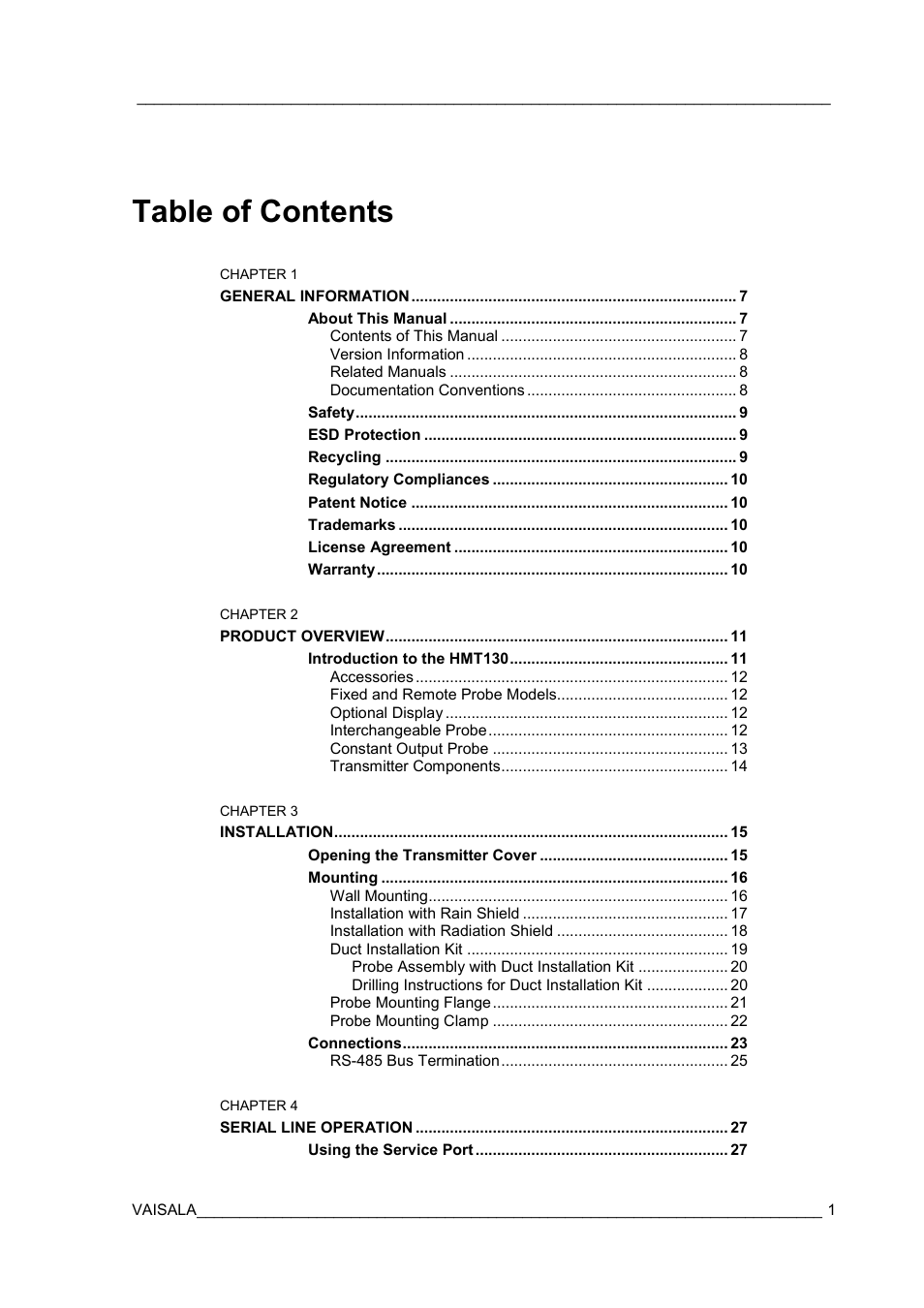Vaisala HMT130 User Manual | Page 3 / 95